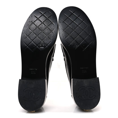Chanel Shiny Calfskin Logo Loafers 38.5 Black 7 of 10