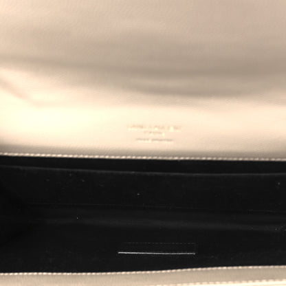 Saint Laurent Grain De Poudre Matelasse Chevron Monogram Envelope Clutch Dark Beige 5 of 10