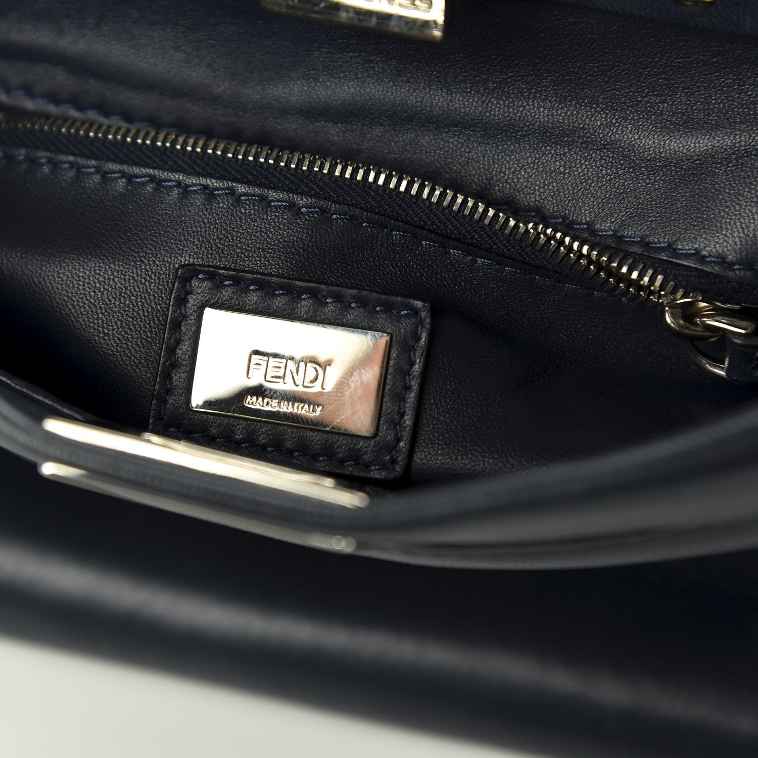 Fendi Nappa Mini Peekaboo Iconic Satchel Dark Blue 7 of 10
