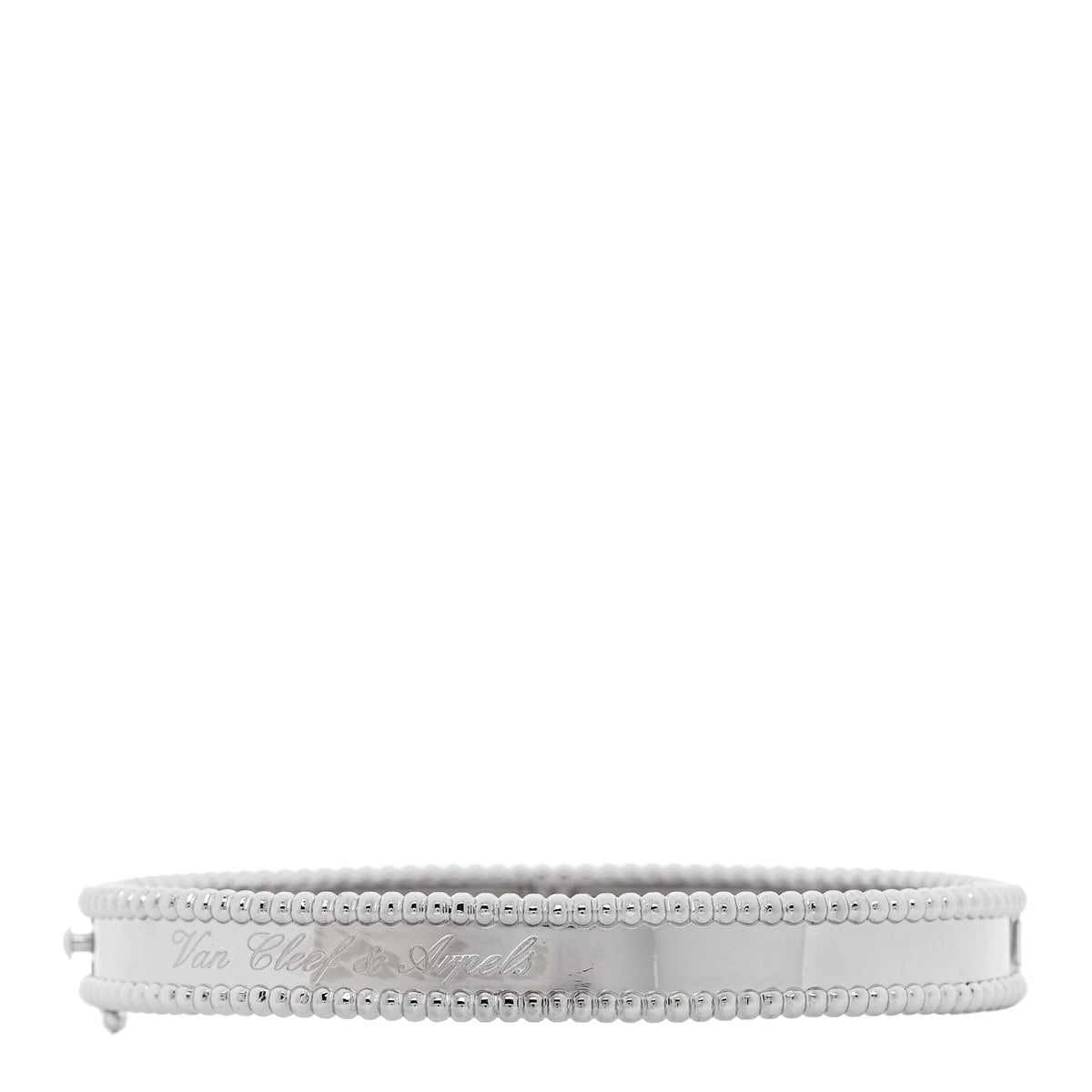 Van Cleef & Arpels 18K White Gold Perlee Signature Bangle Bracelet M 1 of 4