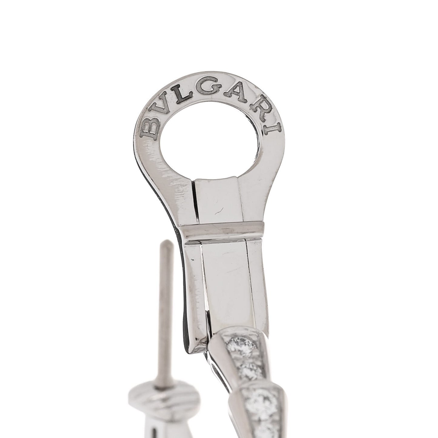 18K White Gold Diamond Serpenti Viper Hoop Pave Earrings