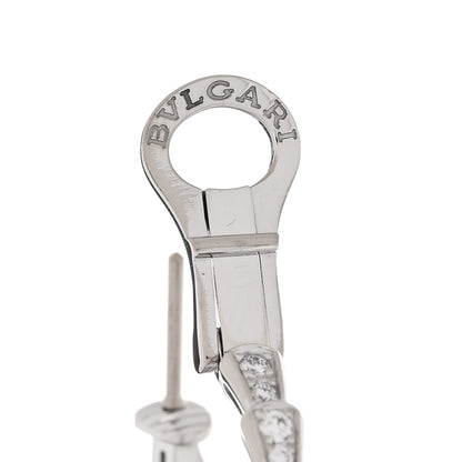 Bulgari 18K White Gold Diamond Serpenti Viper Hoop Pave Earrings 4 of 6