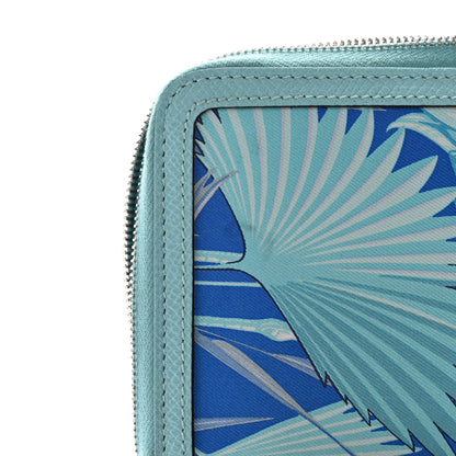 Hermes Epsom Printed Silk Flamingo Party Soie-Cool Wallet Mykonos Bleu Atoll 9 of 10