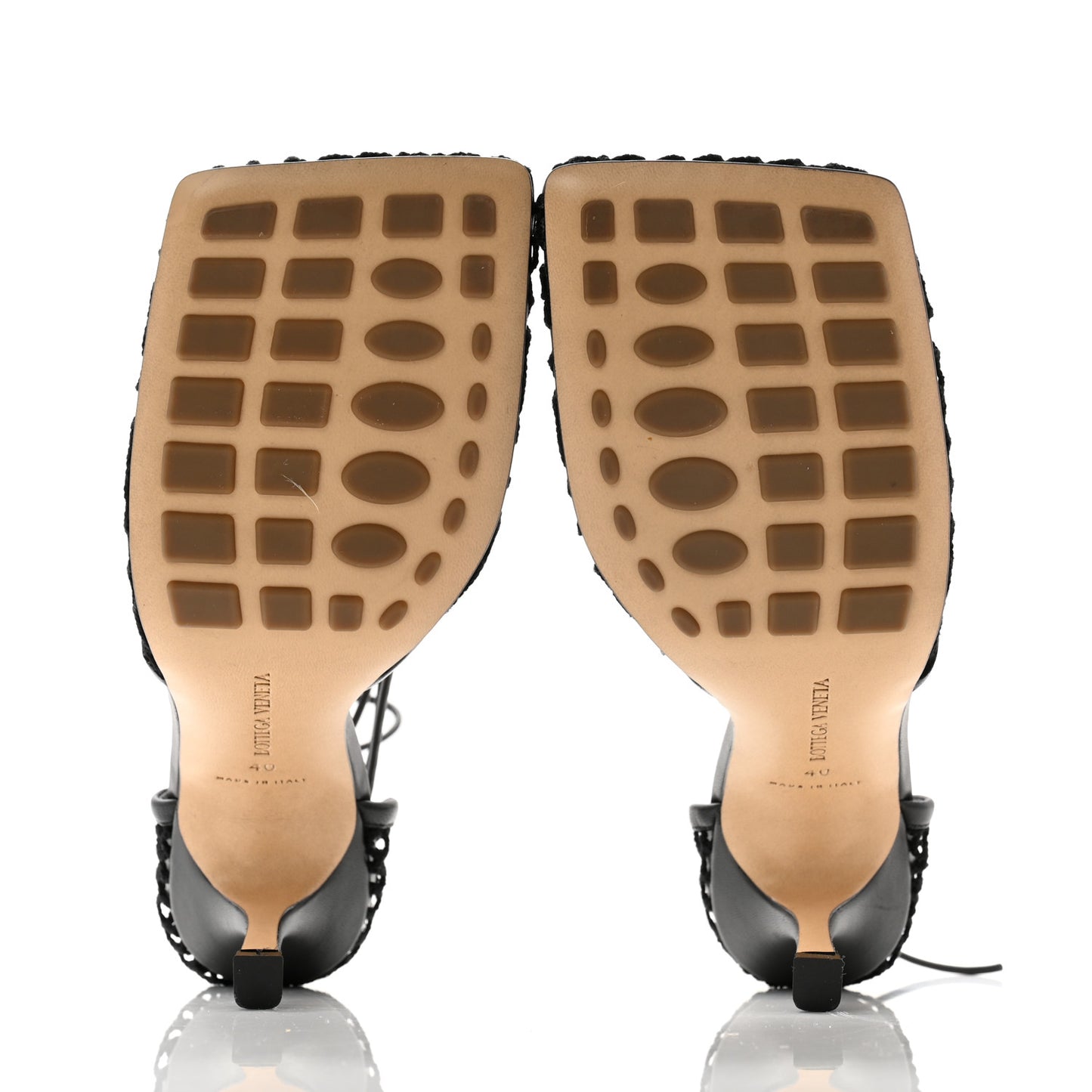 Mesh Nappa Stretch Ankle Tie Sandals 40 Black