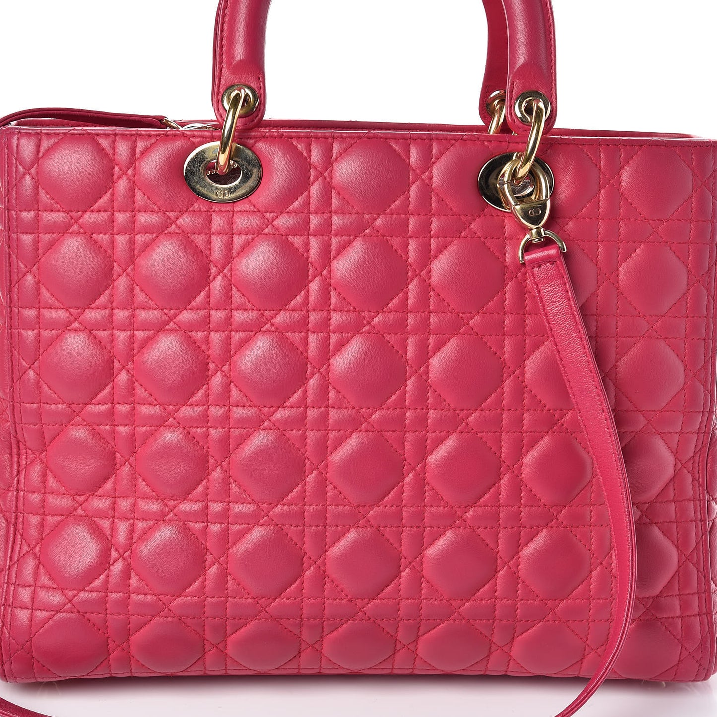 Lambskin Cannage Large Lady Dior Fuchsia