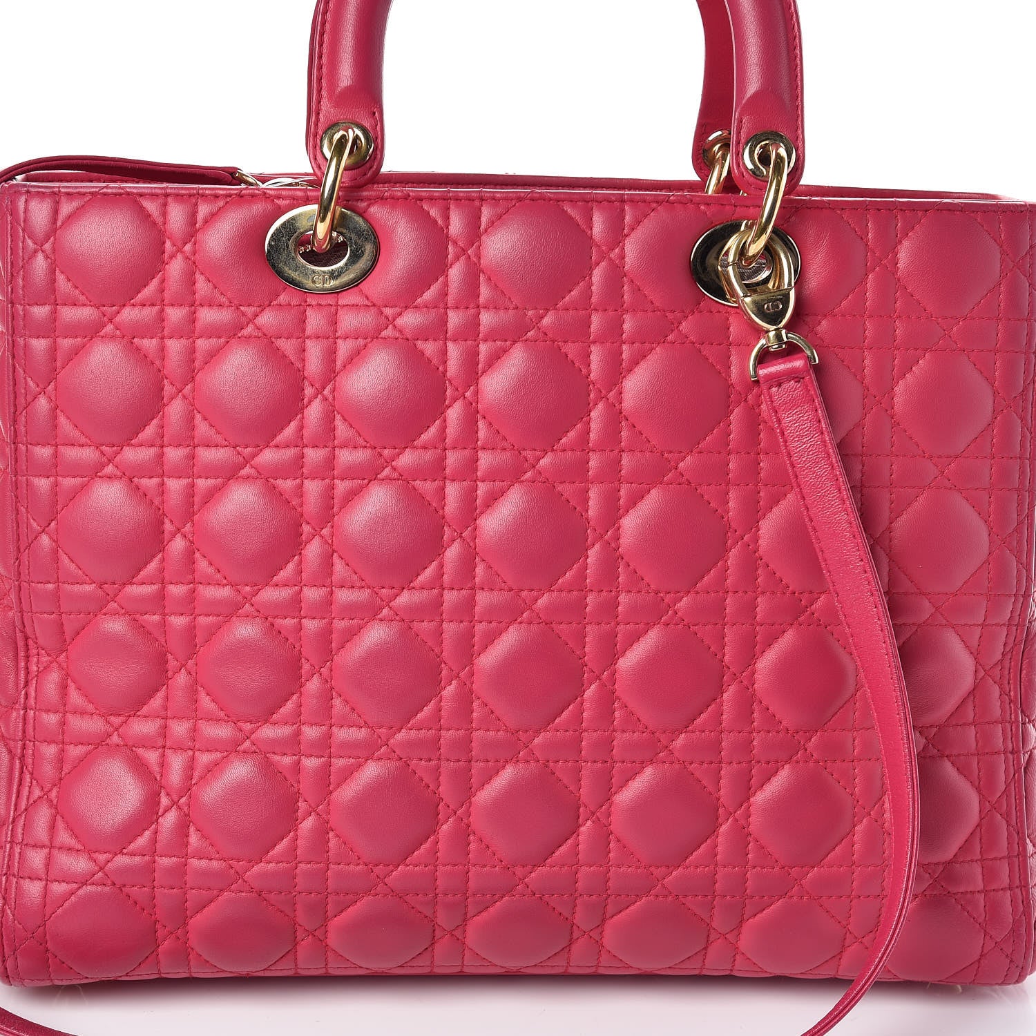 Christian Dior Lambskin Cannage Large Lady Dior Fuchsia 12 of 17