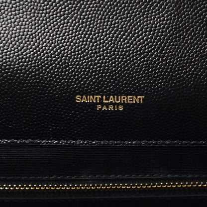 Saint Laurent Grain De Poudre Textured Mixed Matelasse Large Triquilt Monogram Satchel Black 7 of 9