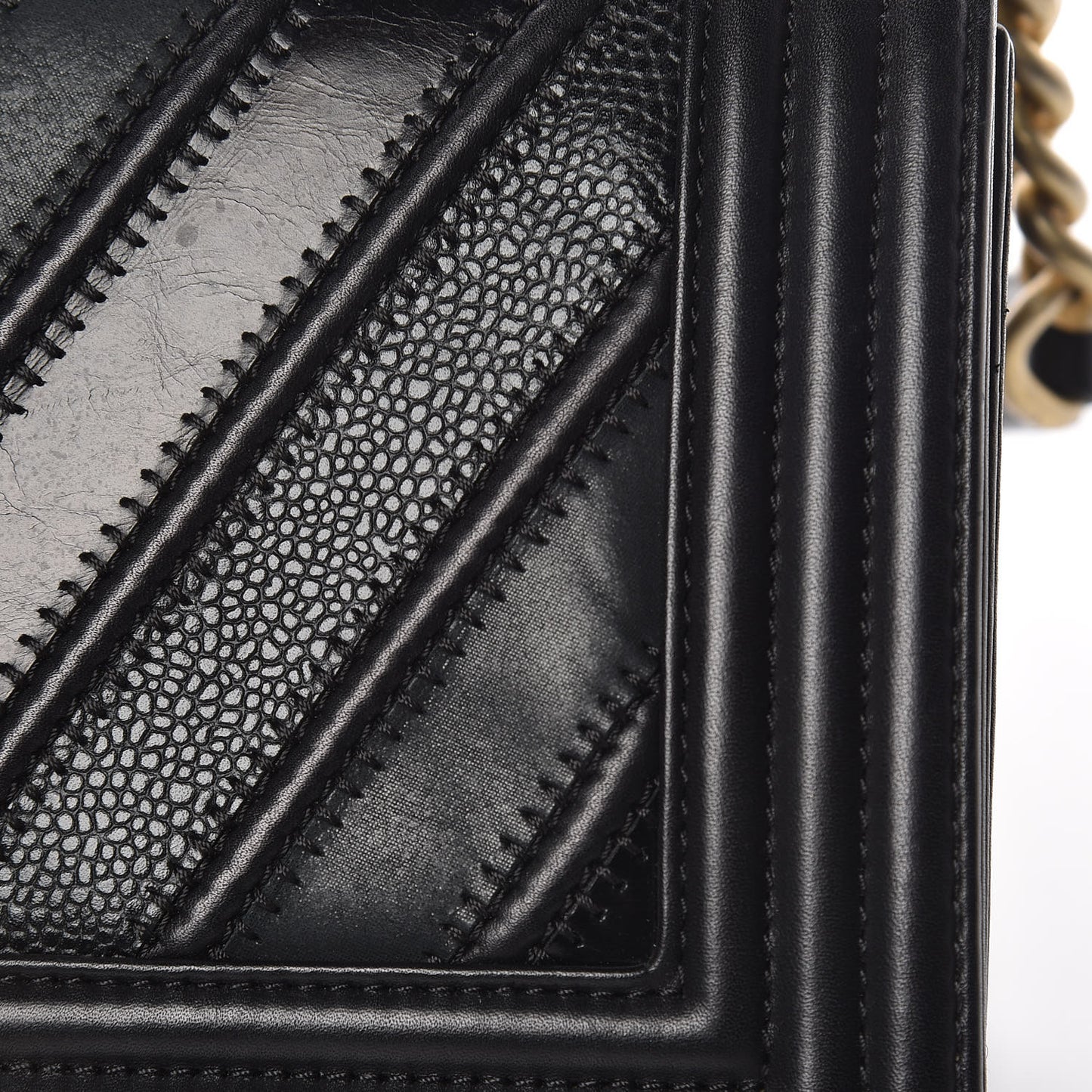 Caviar Suede Calfskin Chevron Medium Boy Flap Black