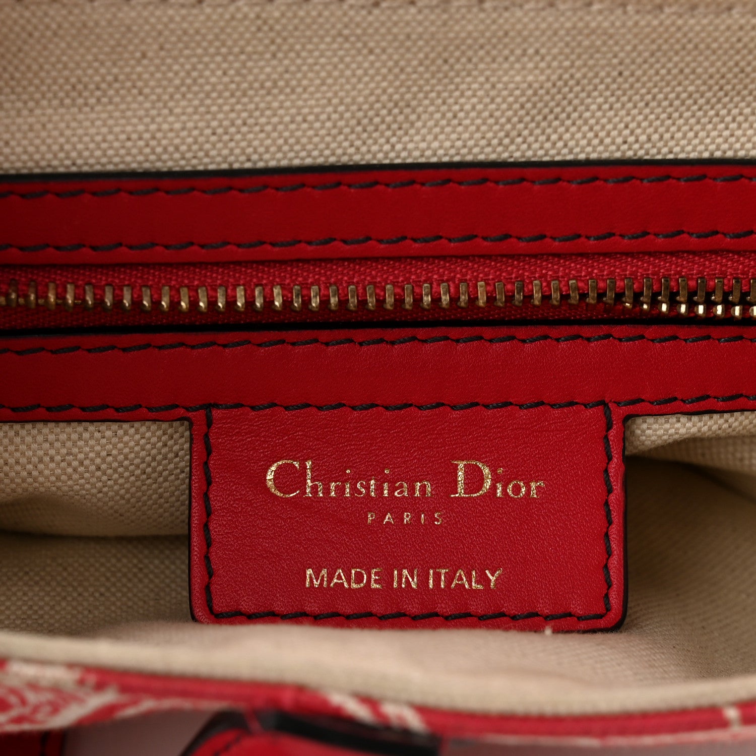 Christian Dior Canvas Reverse Embroidered Toile De Jouy Saddle Bag With Strap Red 6 of 10