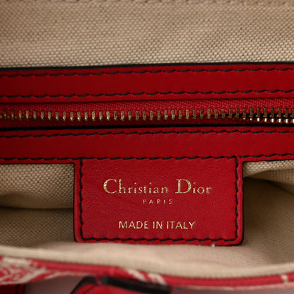 Christian Dior Canvas Reverse Embroidered Toile De Jouy Saddle Bag With Strap Red 6 of 10