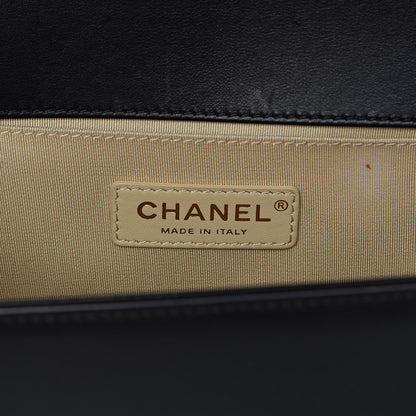 Chanel Calfskin Chevron Quilted Contrast Stitch Medium Boy Flap Black 6 of 13