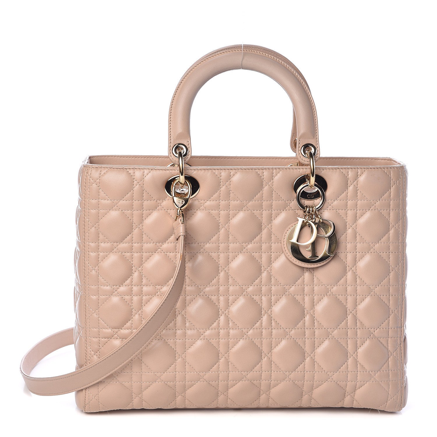 Christian Dior Lambskin Cannage Large Lady Dior Beige 1 of 11