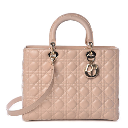 Christian Dior Lambskin Cannage Large Lady Dior Beige 1 of 11