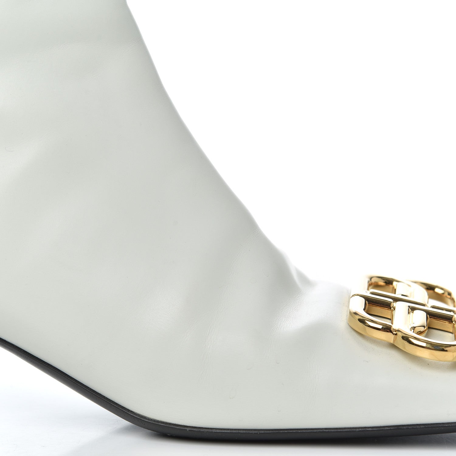 Balenciaga Calfskin Varenne BB Double Square Booties 36.5 White Gold 12 of 21