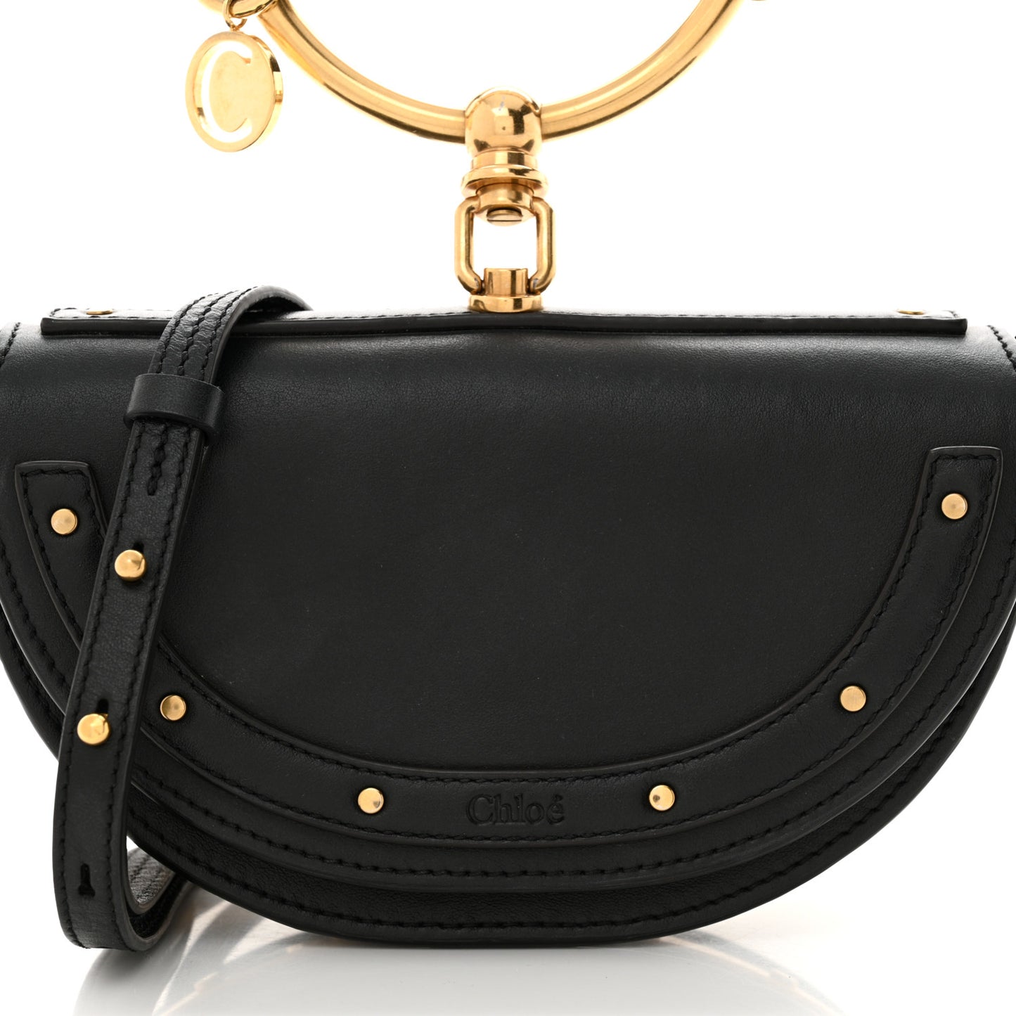 Calfskin Small Nile Bracelet Minaudiere Bag Black