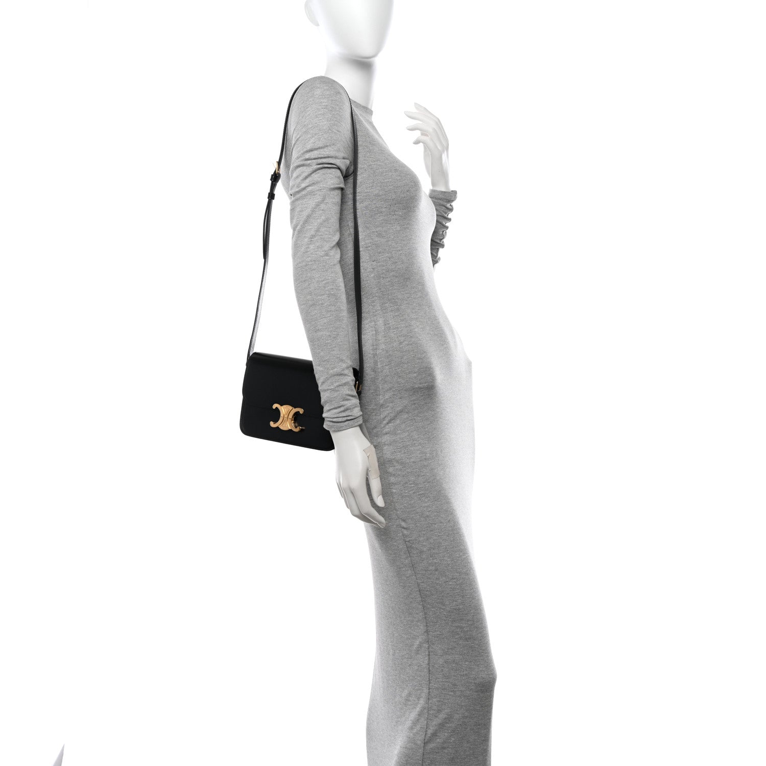 Celine Shiny Calfskin Teen Triomphe Black 2 of 9