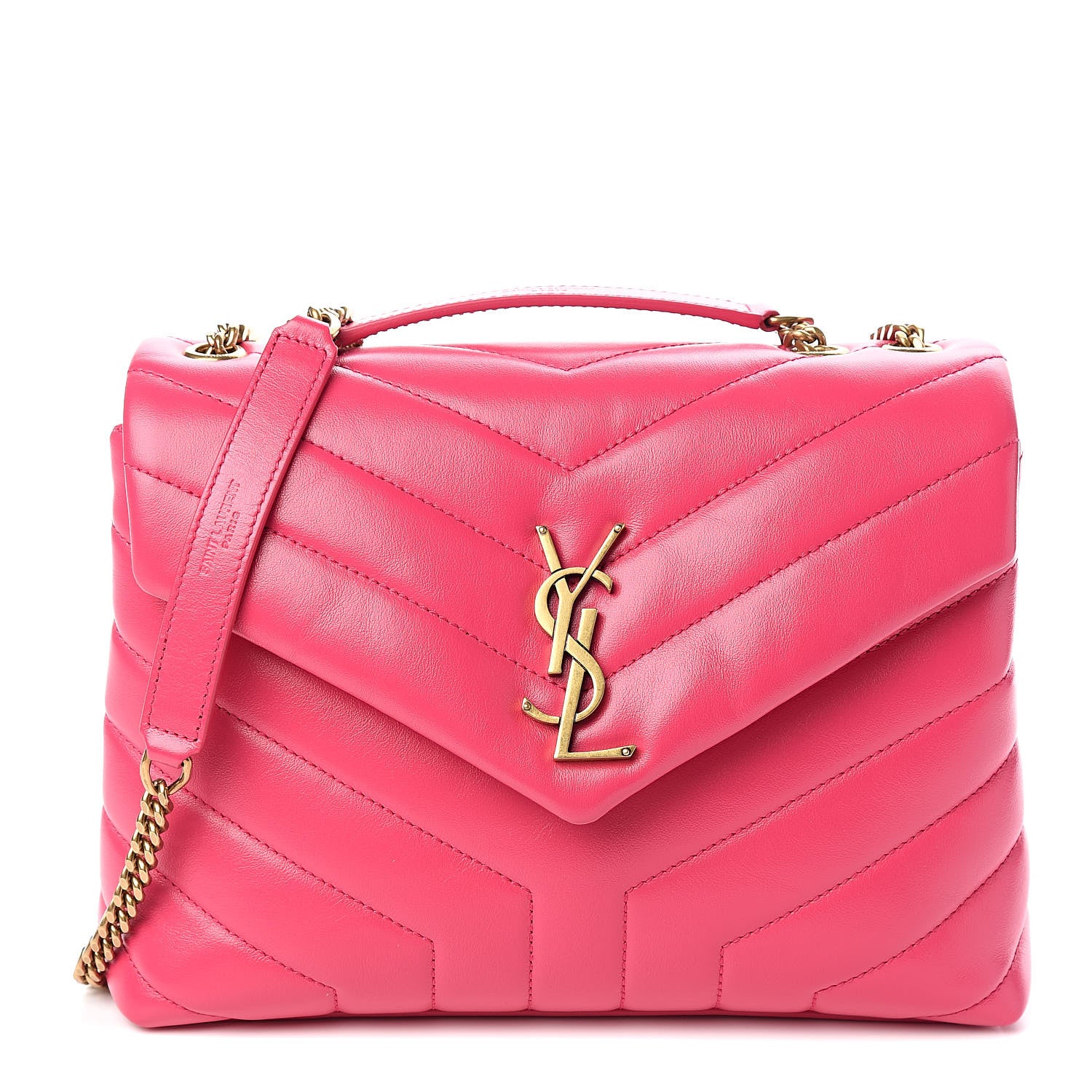 Saint Laurent Calfskin Y Quilted Monogram Small Loulou Chain Satchel Fresh Fuchsia 1 of 10
