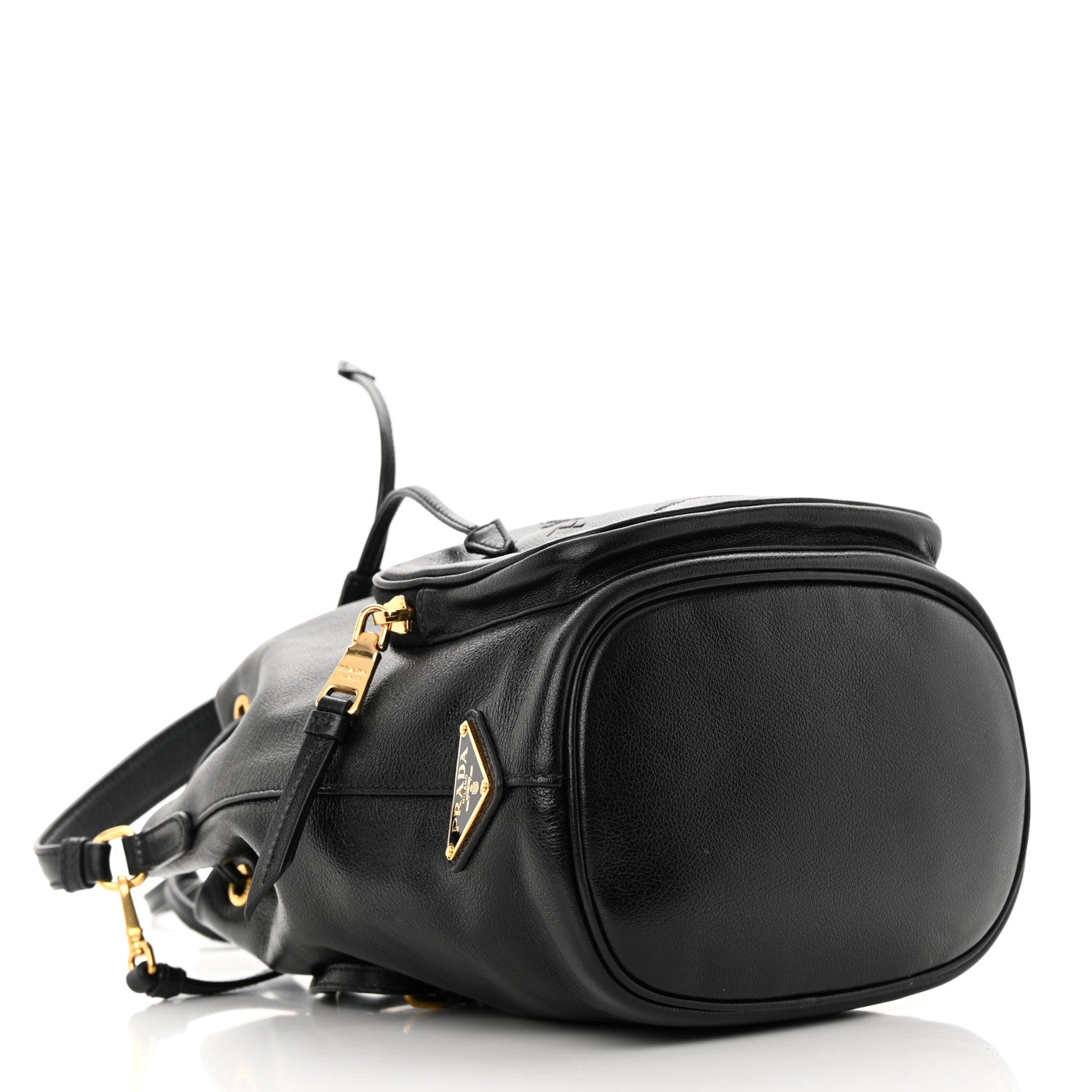 Prada Glace Calfskin Embossed Secchiello Bucket Bag Black 4 of 13