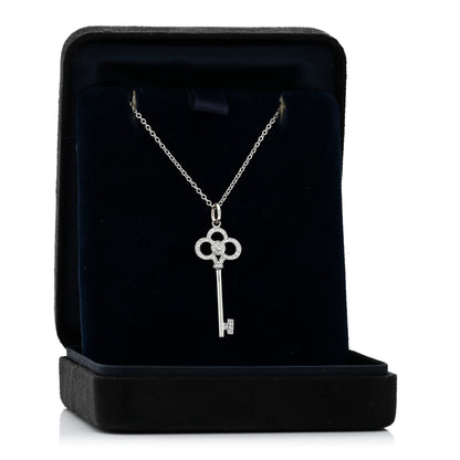 Tiffany 18K White Gold Diamond Mini Crown Key Pendant Necklace 5 of 5