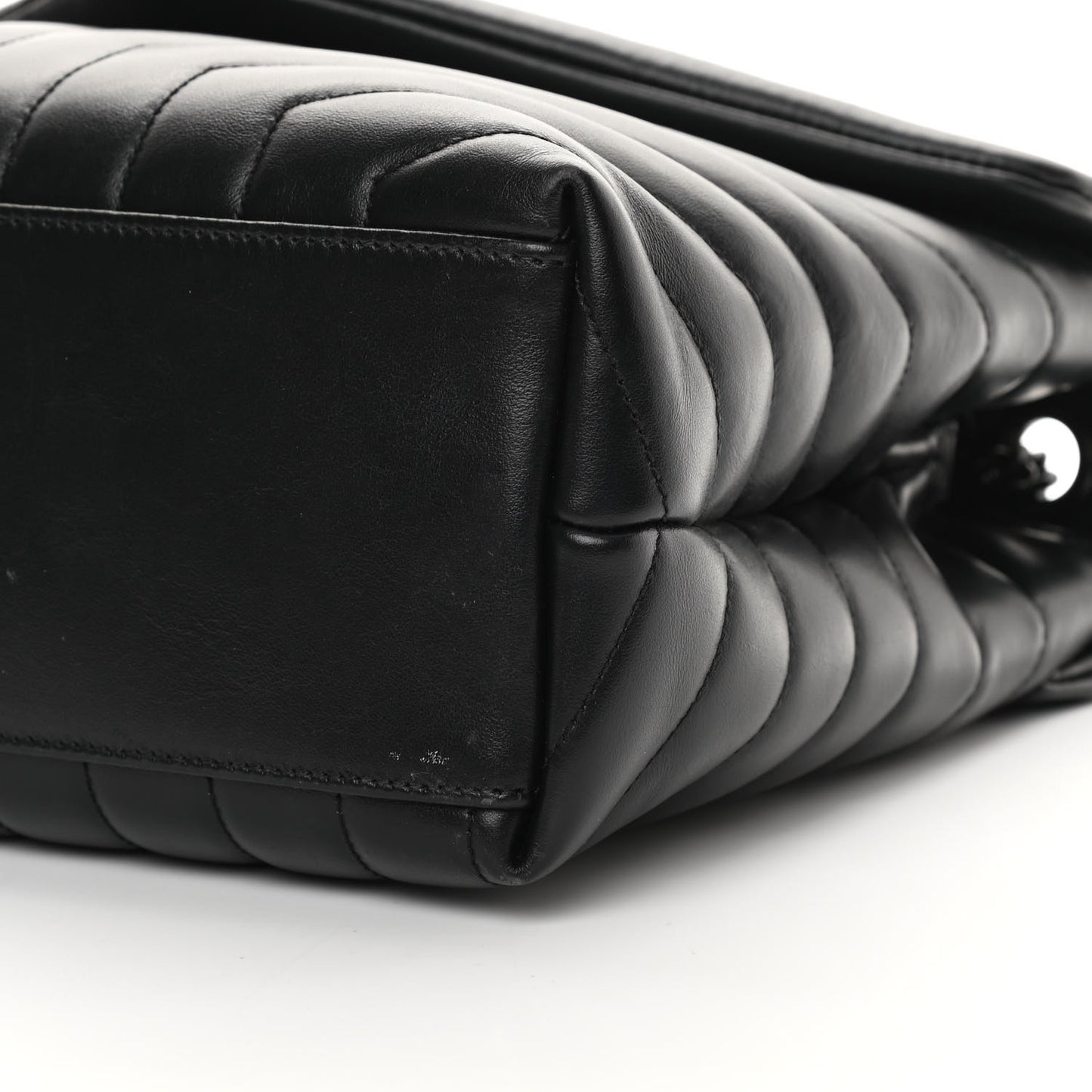 Calfskin Y Quilted Monogram Medium Loulou Chain Satchel Black