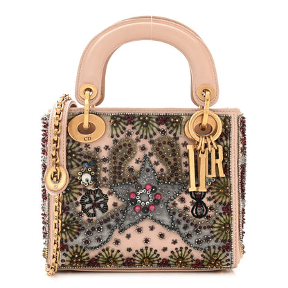 Christian Dior Calfskin Beaded Mini Lady Dior Beige Multicolor 1 of 12