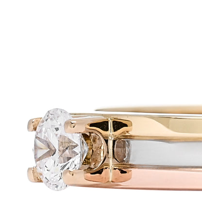 Cartier 18K Pink Yellow White Gold Diamond .24ct Solitaire Trinity Engagement Ring 50 5.25 4 of 5