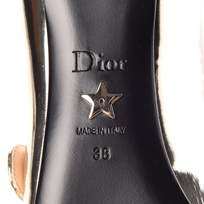 Christian Dior Mirror Finish Calfskin Baby-D Ballet Pumps 38 Stardust Gold 7 of 8