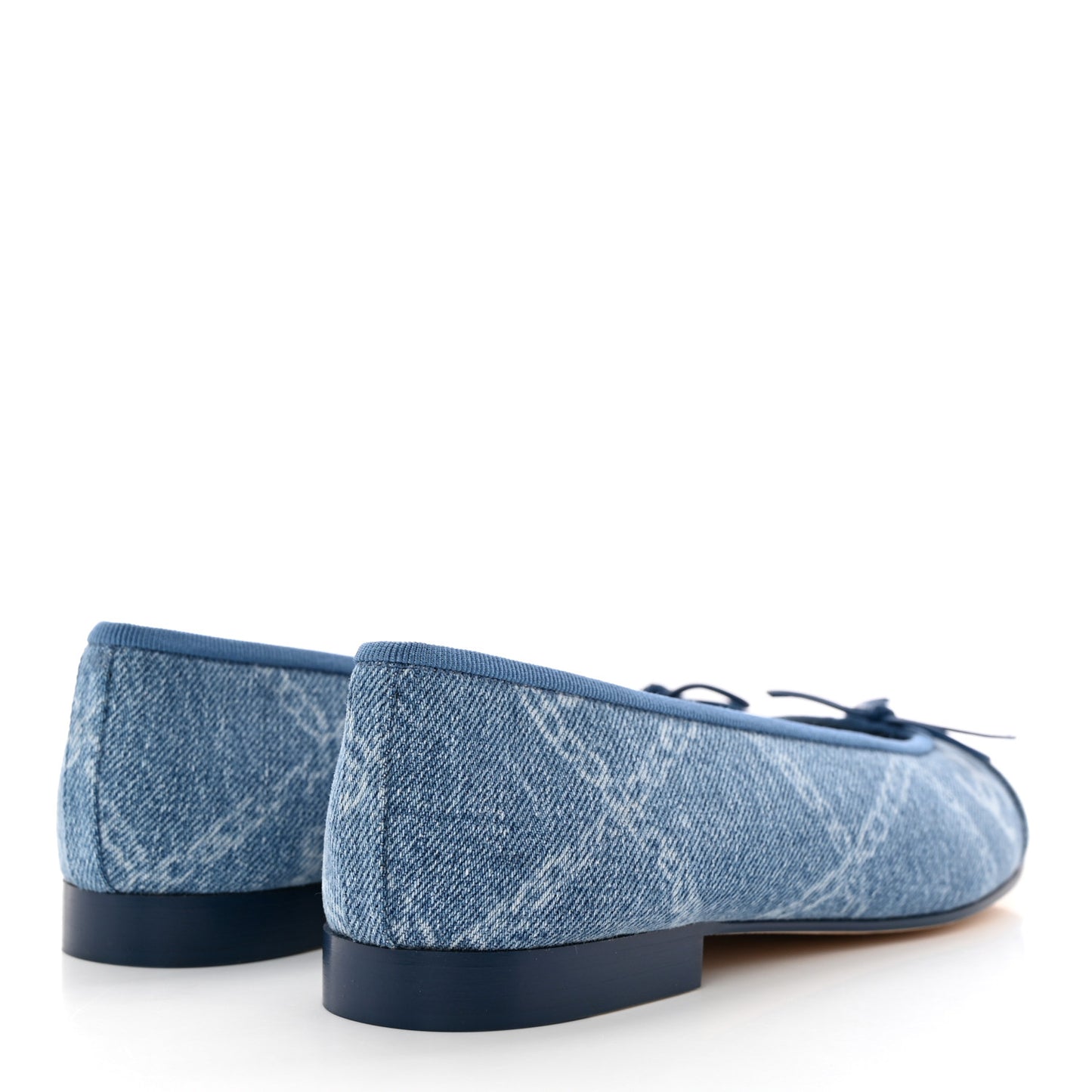 Denim Printed Cap Toe Ballerina Flats 37.5 Blue