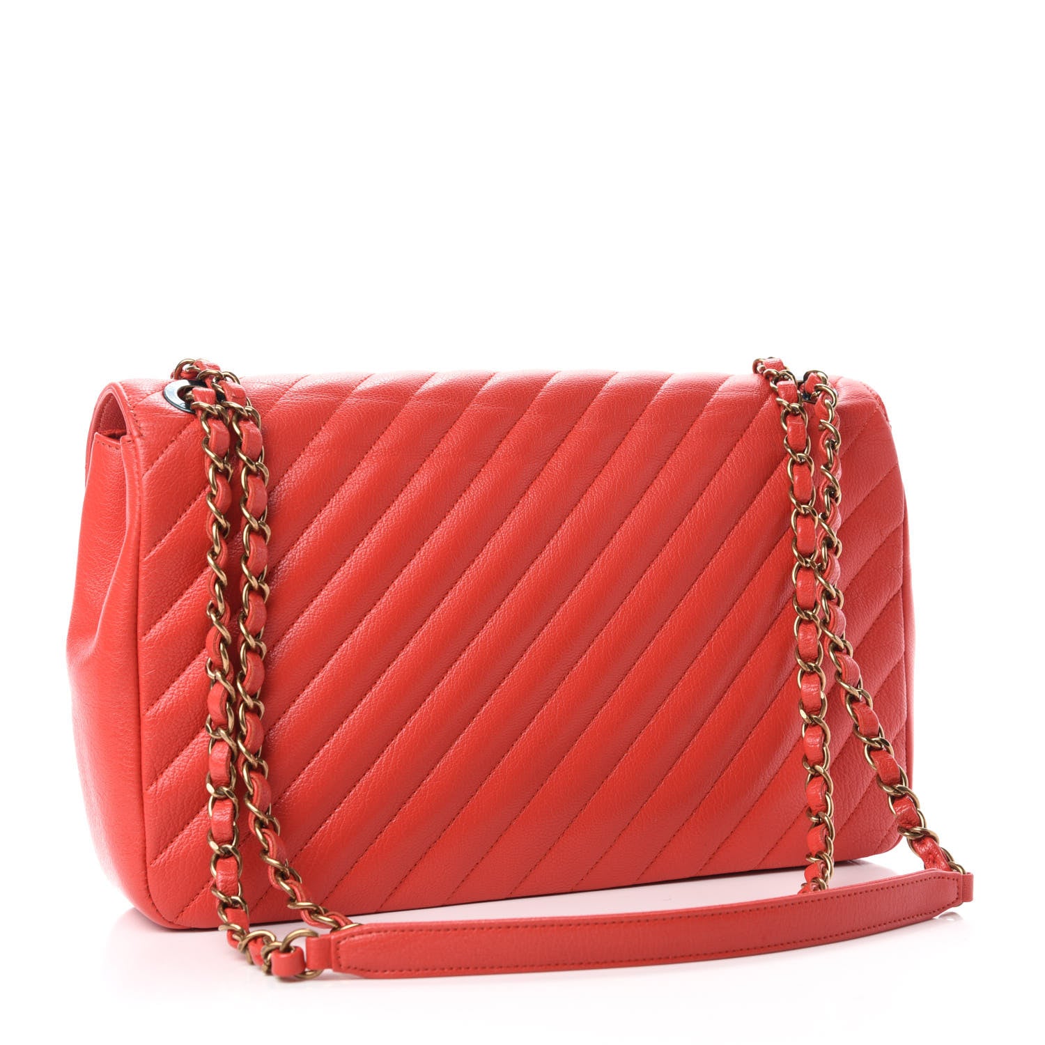 Chanel Shiny Goatskin Diagonal Quilted Small Flap Red 3 of 13
