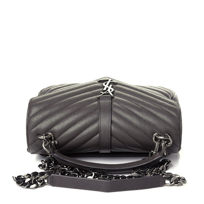Saint Laurent Sheepskin Matelasse Chevron Monogram Medium College Bag Asphalt 12 of 13