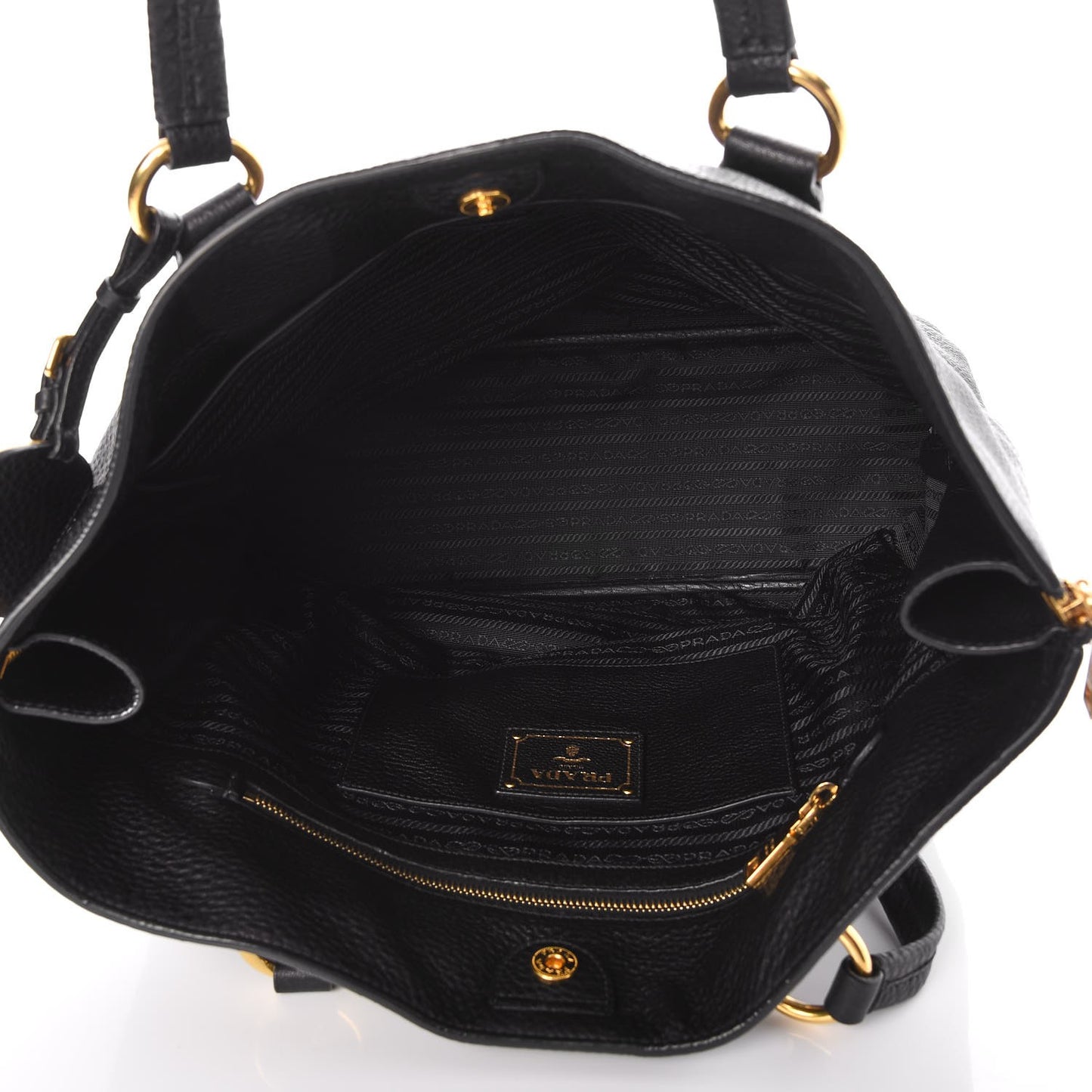 Vitello Daino Side Zip Tote Black