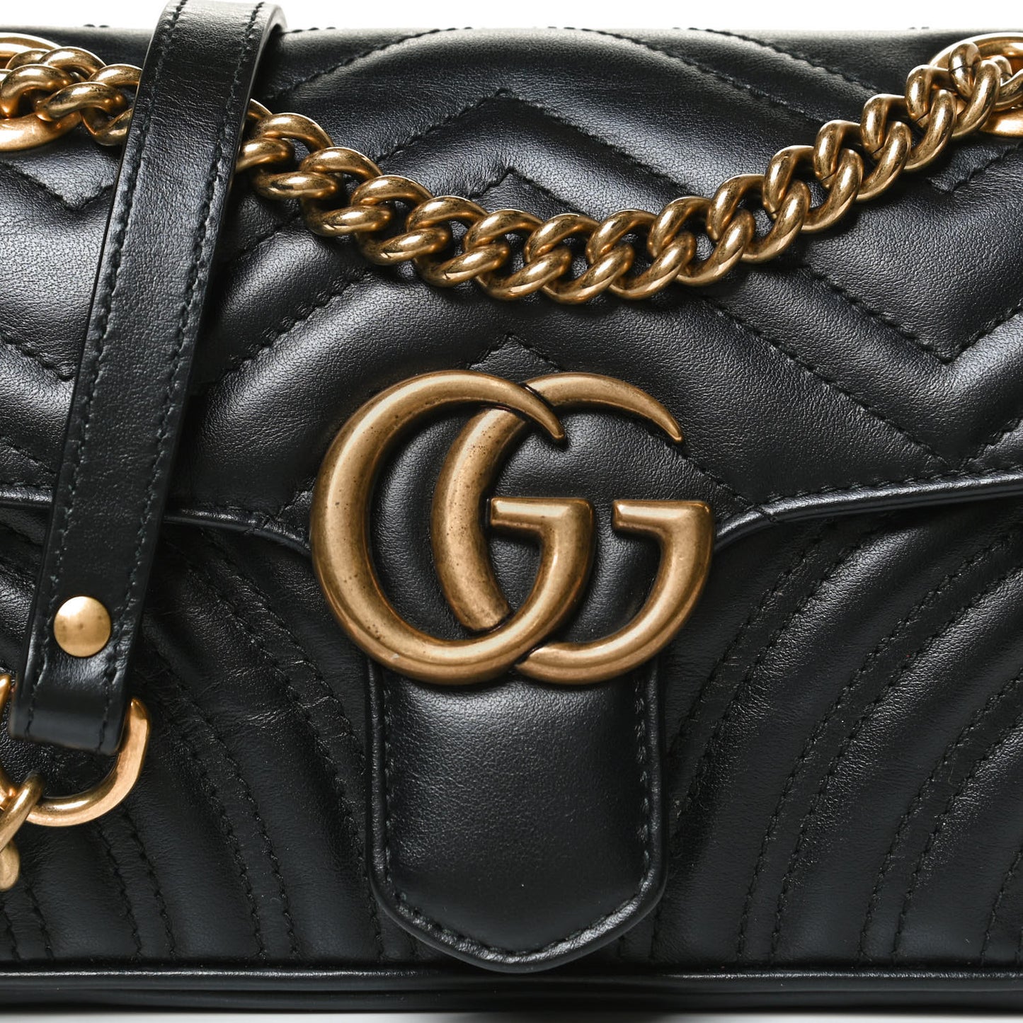 Calfskin Matelasse Mini GG Marmont Shoulder Bag Black