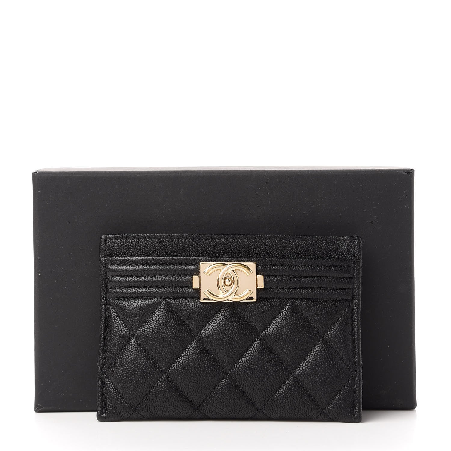 Chanel Caviar Quilted Boy Card Holder Black 10 of 10