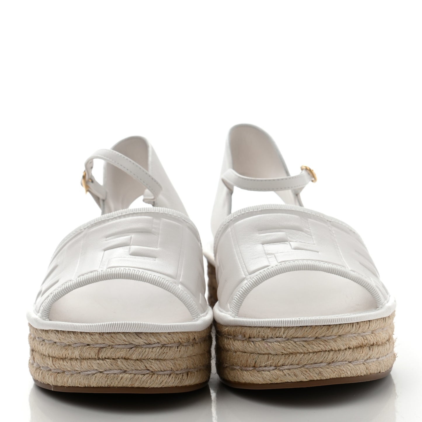 Nappa FF Embossed Espadrille Platform Sandals 37.5 Snow