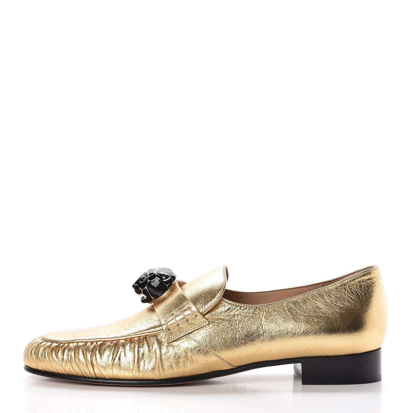 Metallic Nappa Panther Loafers 40 Deep Gold