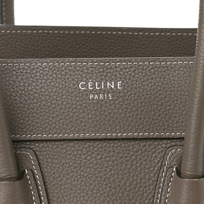 Celine Drummed Calfskin Micro Luggage Souris 7 of 13