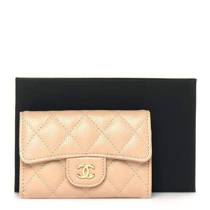 Chanel Caviar Quilted Flap Card Holder Wallet Beige 15 of 15