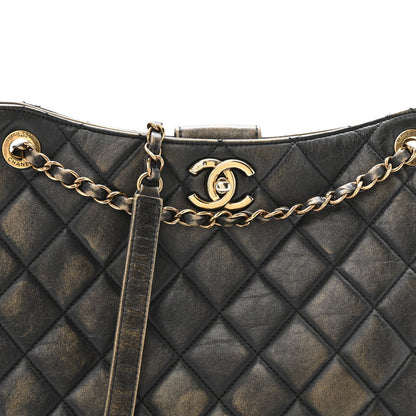 Chanel Calfskin Quilted Into The Fringe Hobo Black Gold 8 of 15