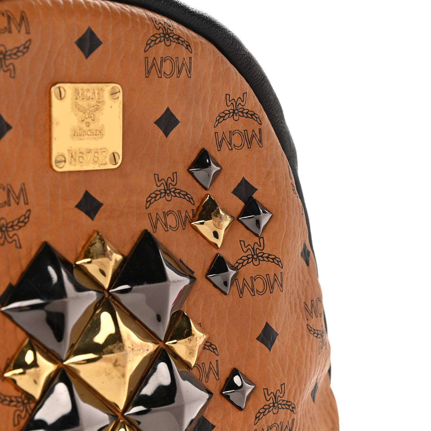Visetos Studded Colorblock Medium Stark Brock Backpack Cognac Black
