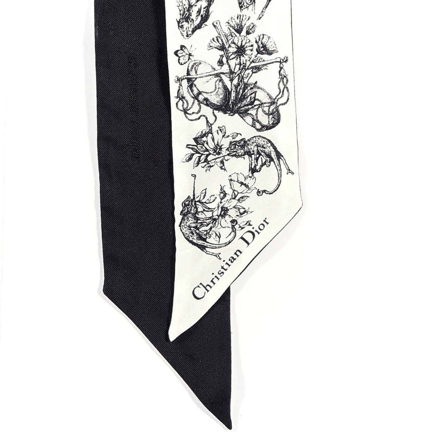Silk Zodiac Mitzah Scarf White Black