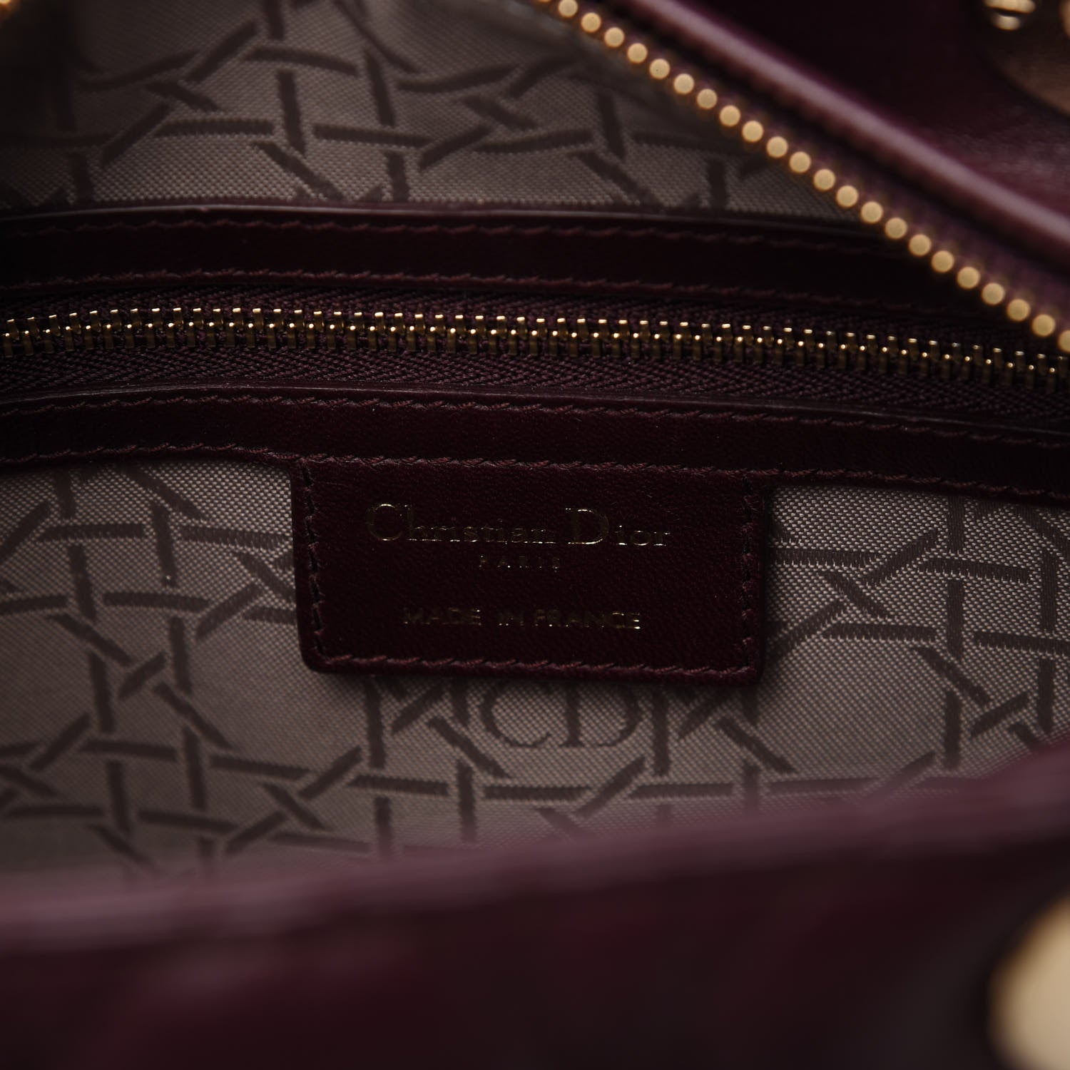 Christian Dior Lambskin Cannage Medium Lady Dior Burgundy 8 of 10