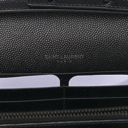 Saint Laurent Grain De Poudre Matelasse Chevron Monogram Chain Wallet Black 6 of 13