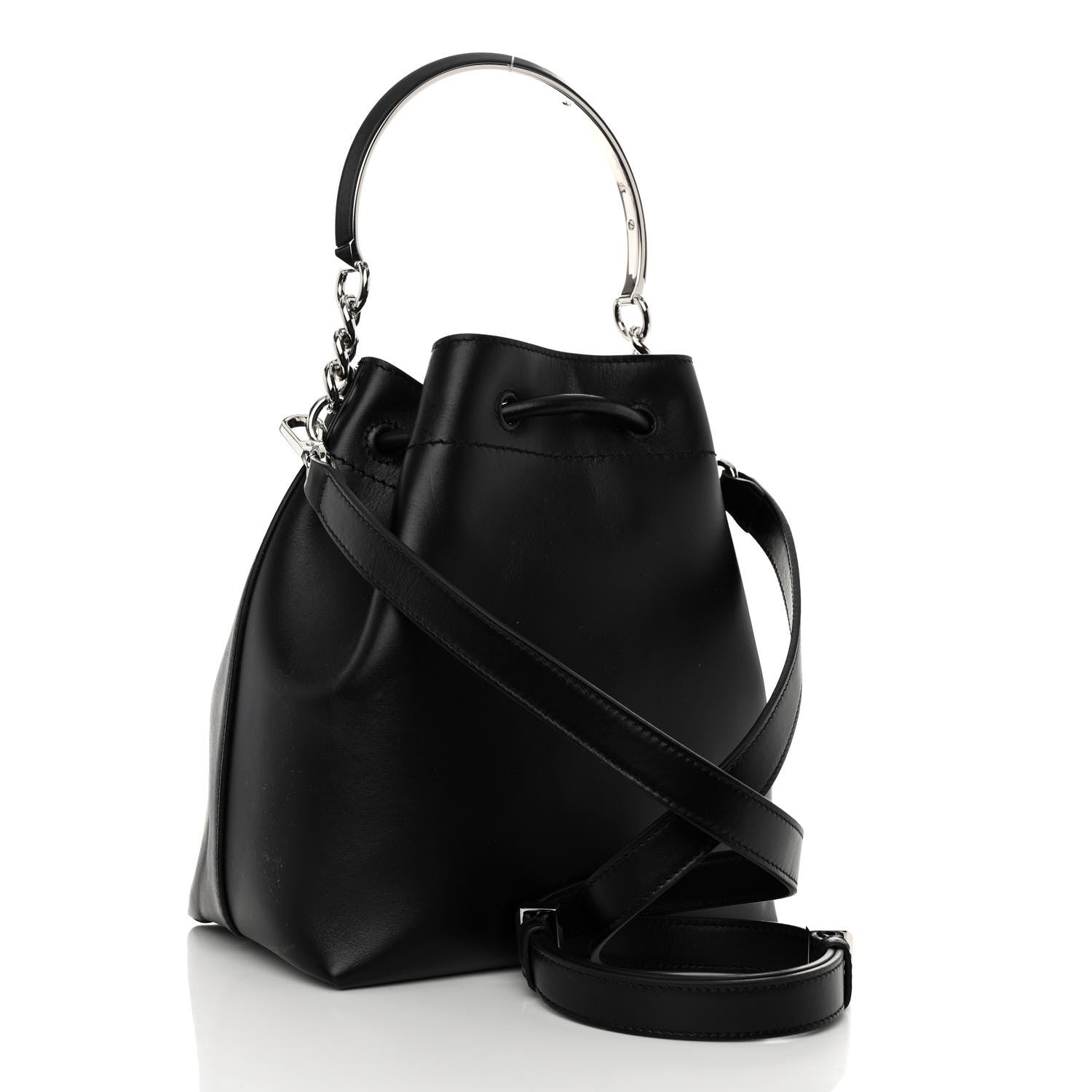 Jimmy Choo Smooth Shiny Calfskin Bon Bon Bucket Bag Black 3 of 10