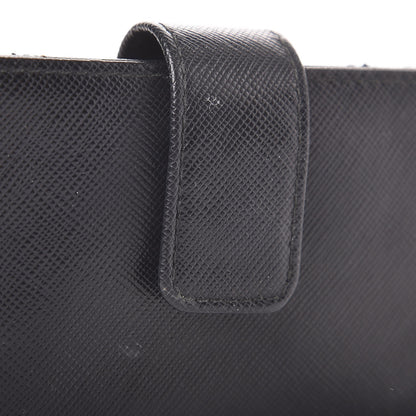 Prada Saffiano Oro Gusseted Card Holder Black 6 of 8