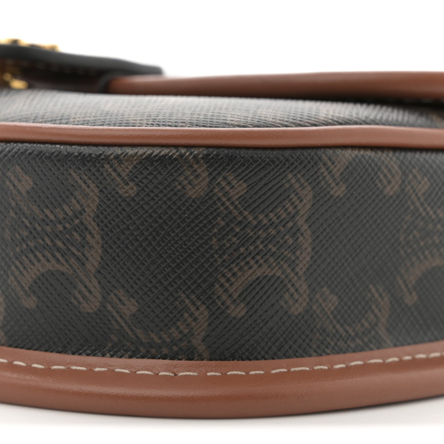 Canvas Calfskin Triomphe Mini Besace Tan