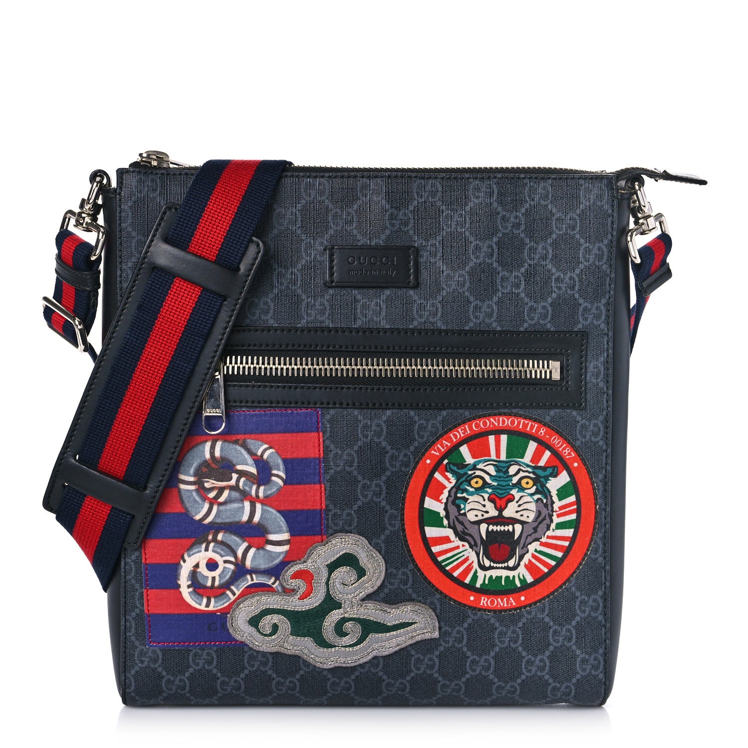 Gucci GG Supreme Monogram Night Courrier Flat Messenger Bag Black Multicolor 2 of 9