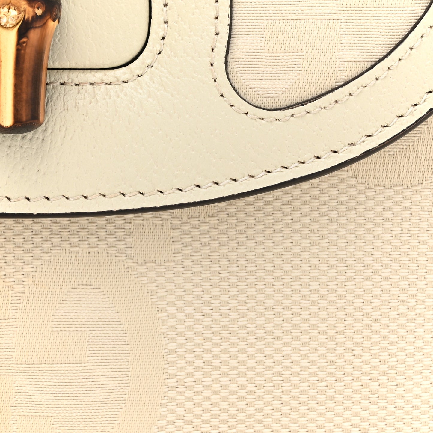 Monogram Jumbo GG Textured Dollar Calfskin Web Small Bamboo 1947 Top Handle Bag Off White