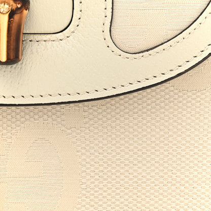 Gucci Monogram Jumbo GG Textured Dollar Calfskin Web Small Bamboo 1947 Top Handle Bag Off White 9 of 15