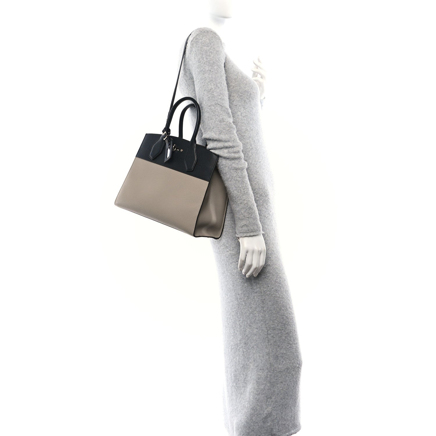 Louis Vuitton Taurillon City Steamer MM Black Beige 2 of 9