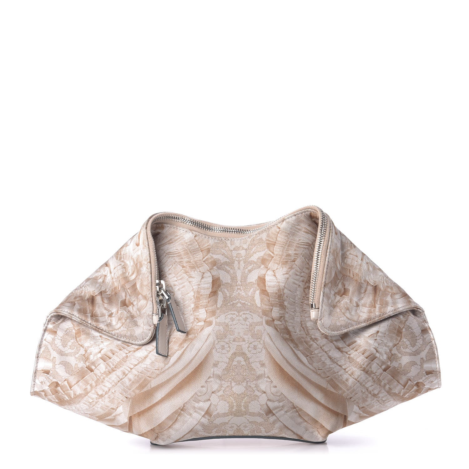 Alexander McQueen Silk Lace Ruffle Printed De Manta Clutch Blush 1 of 8